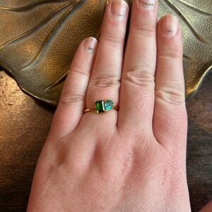 18k Plated Paraiba Color Topaz Adjustable Ring Size 7.75